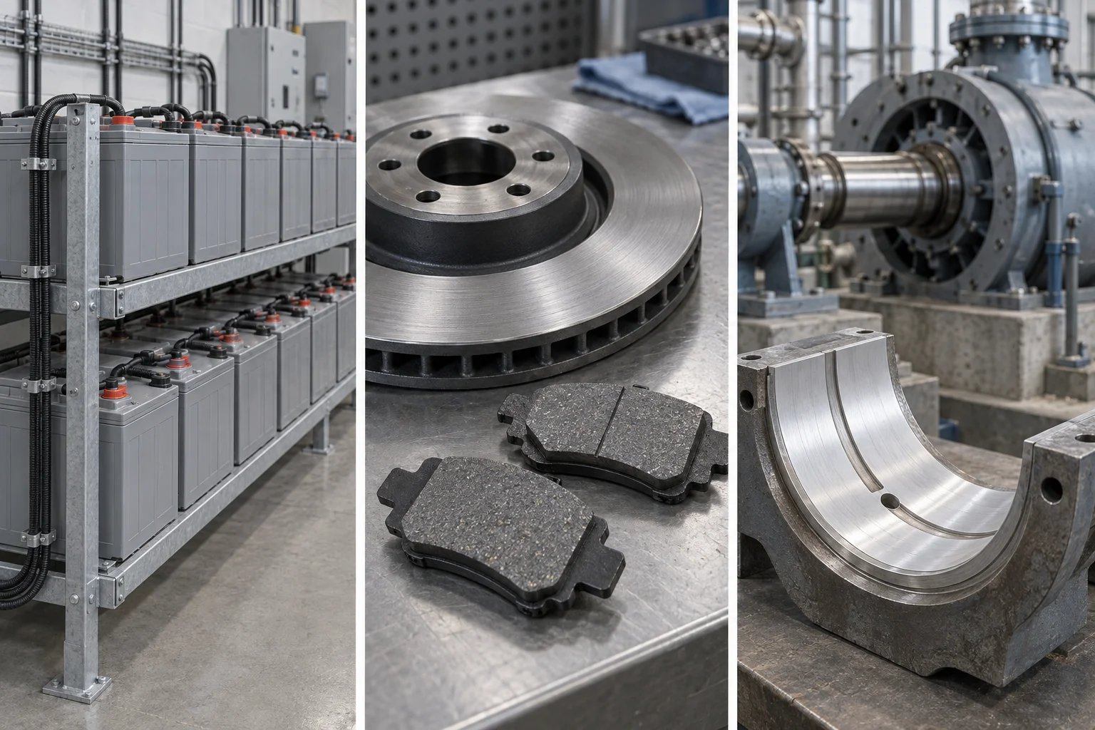 Lead-acid batteries, automotive brake friction parts and industrial plain bearings