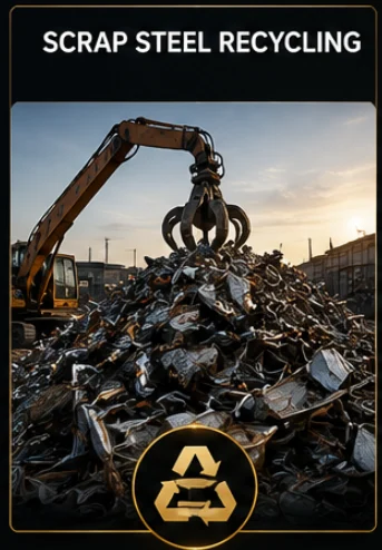 Scrap steel stored in a warehouse for recycling trade