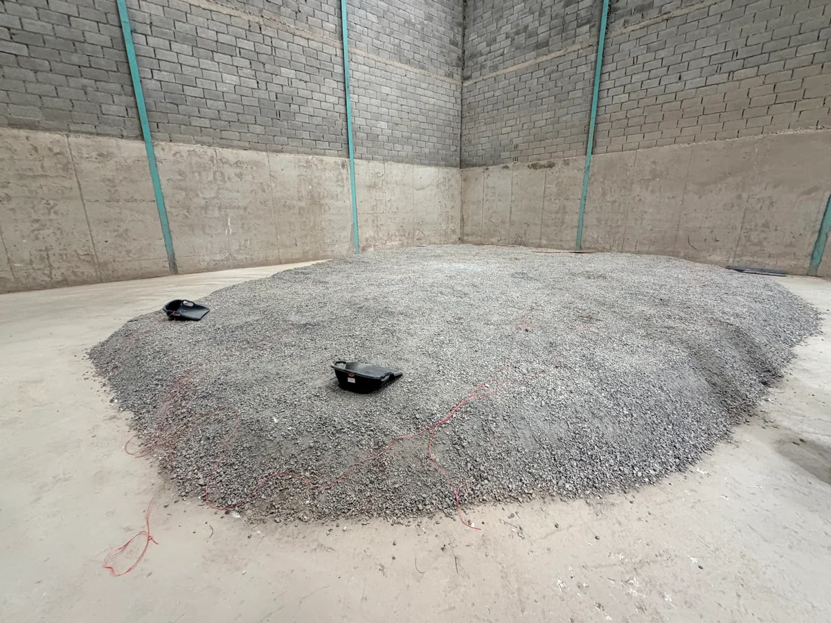 Antimony ore stockpile in storage