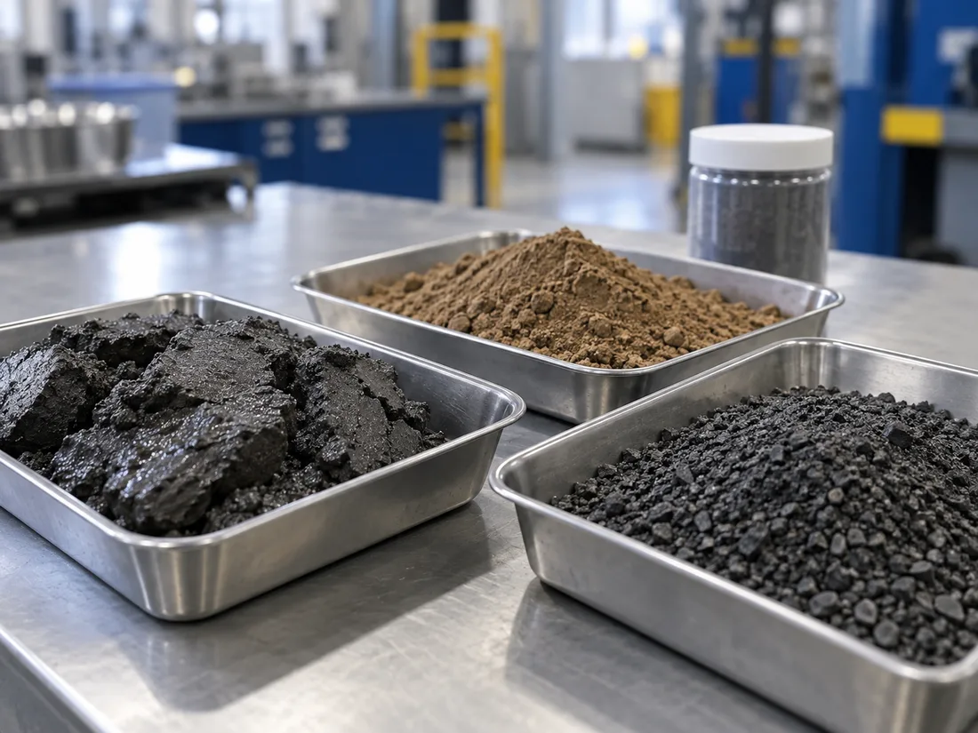 Separate samples of filter cake, tailings and metallurgical residues