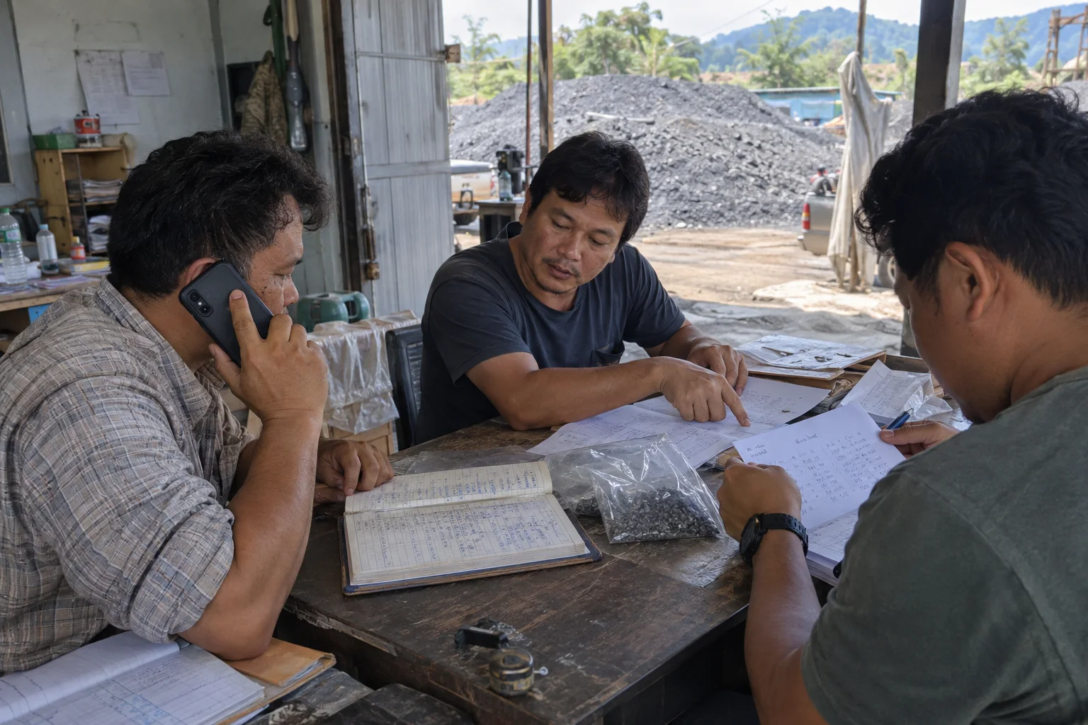 Illustrative discussion comparing phone information, written records and a mineral sample